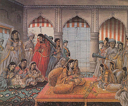 Senior wives playing chaupar (Lucknow, c.1790)
